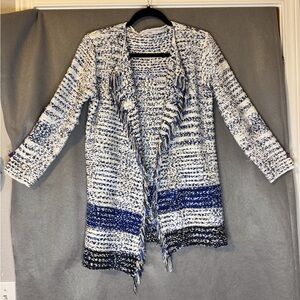 Fate Blue and White Women's Cardigan. Very Good Used Condition.